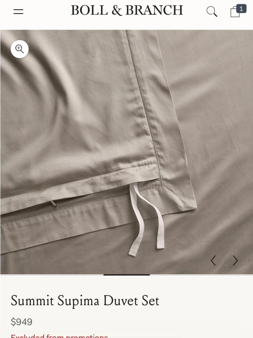 Boll & Branch Summit Collection Supima Duvet King Cal King Pewter NWOT
